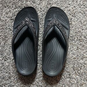 CROCS Black Sandals with Sparkling Accents